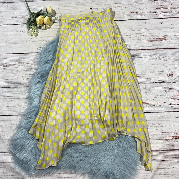 ZARA PLEATED POLKA DOT Satin Effect HANDKERCHIEF MIDI HEM SKIRT - Picture 7 of 9